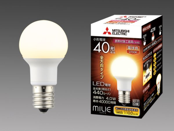 画像1: 【バラ】三菱　LDA4L-G-E17/40/S-PS　LED電球　電球色　40形　E17口金 (1)