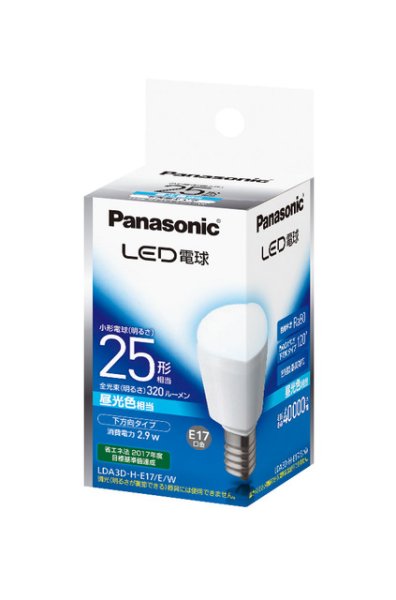 画像1: 【バラ】パナソニック　LDA3D-H-E17/E/W　LED電球　小形電球　下方向タイプ　昼光色　25形　E17口金 (1)