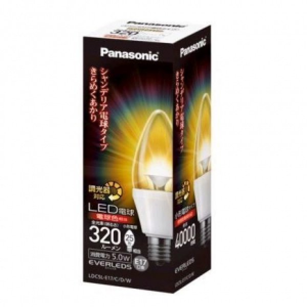 画像1: 【バラ】パナソニック LDC5L-E17/C/D/W2 ●LED電球 (EVERLEDS エバーレッズ) シャンデリア電球タイプ 調光器対応 25W形相当 全光束320lm ■電球色相当 【E17口金】 (1)